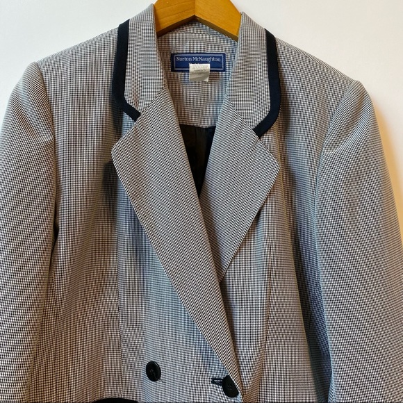 Vintage Norton McNaughton Blazer Black White Houndstooth Dark Academia Size 6 - Picture 2 of 5